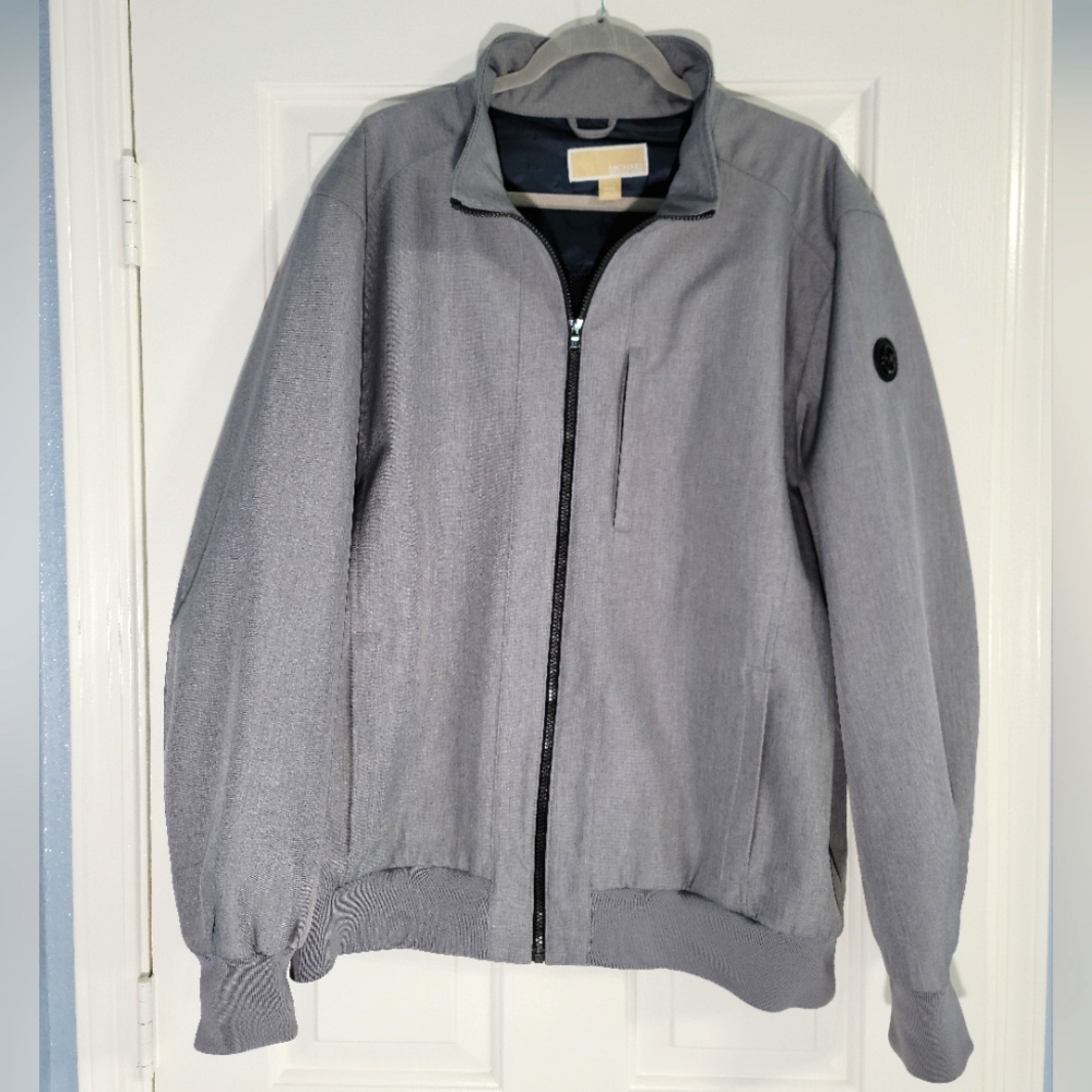 Michael Kors Men's Bomber Jacket Grey Polyester Windbreaker Lined Size 2XL